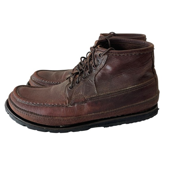 Russell Moccasin Leather Hiking Boots Dark Brown Size 9 Men's Vintage